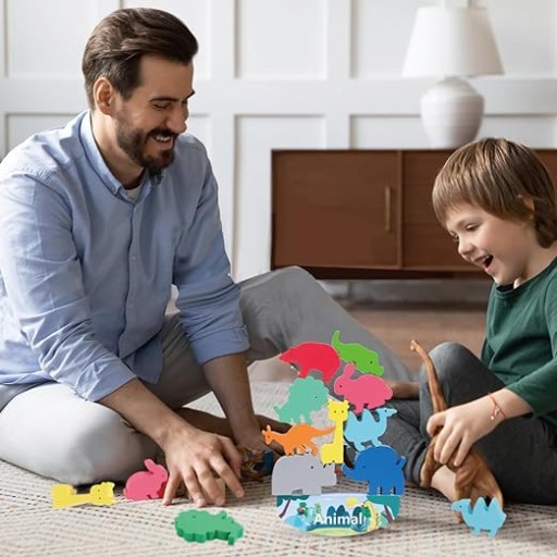 DREVENÉ PUZZZLE ZVIERATKÁ BALANCE BALANCE PRE DETI 3+ ZVIERIČKOVÉ BLOKY