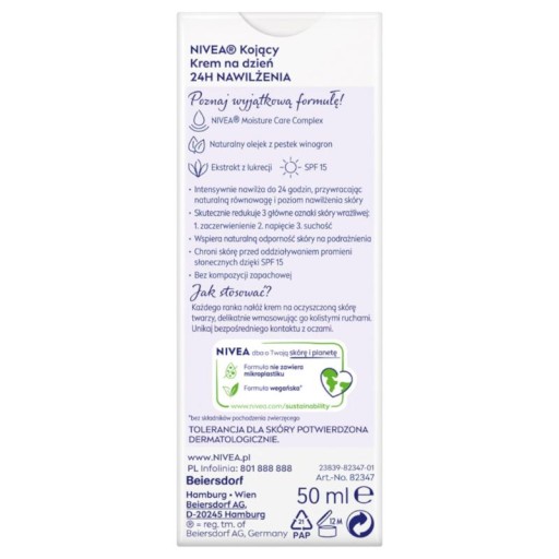 NIVEA 24H hydratačný upokojujúci denný krém SPF15 50 ml