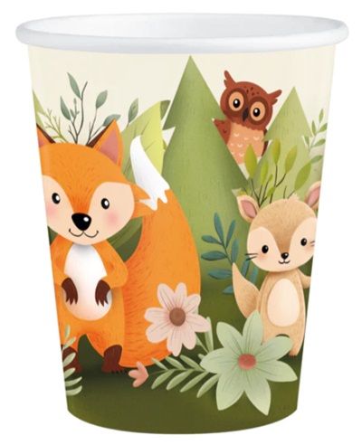 PAPIEROVÉ POHÁRKY FOREST FRIENDS ZVIERATKÁ narodeninová dekorácia 6ks PP