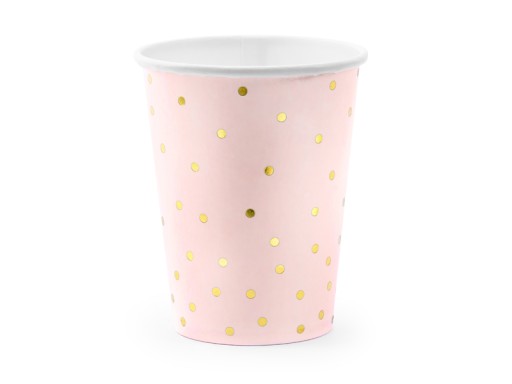 Párty papierové poháre s bodkami, ružové, 260 ml/6 ks