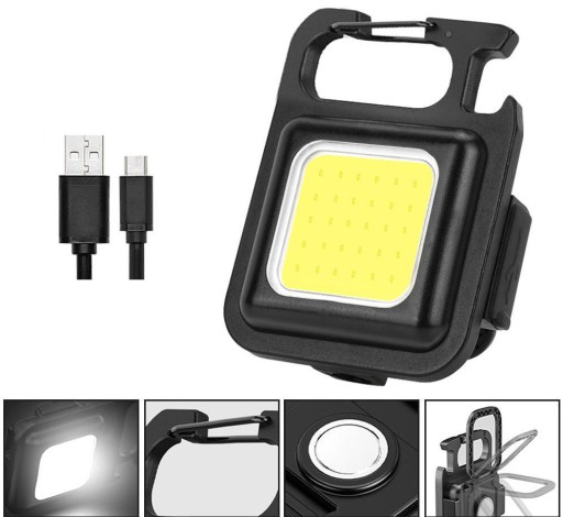 Mini vrecková baterka na kľúče LED COB hliník