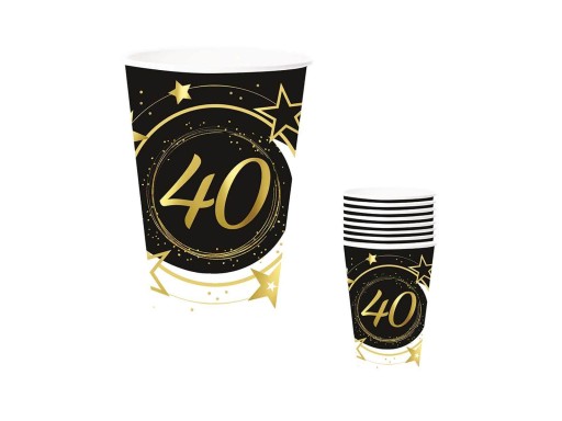 40. NARODENINY 40 ROKOV ČIERNE HRNČEKY 240ml 6ks