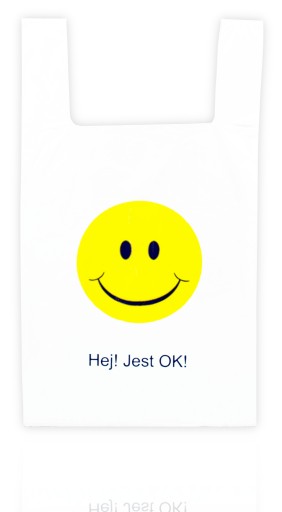 FÓLIOVÉ TAŠKY HEJ JE TO OK TAŠKY 28X50CM 100 ks SMILES HRUBÉ DISKY