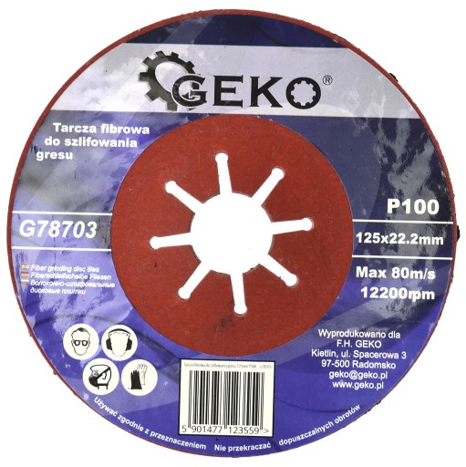 VLÁKNOVÝ KOTÚČ NA BRÚSENIE keramiky, glazúrového kameňa, keramiky 125MM GR100