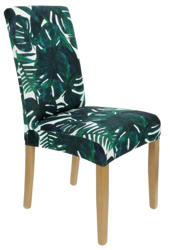 POTAH NA STOLIČKU MONSTERA, ZELENÉ PALMOVÉ LISTY, PRUŽNÉ VZORY