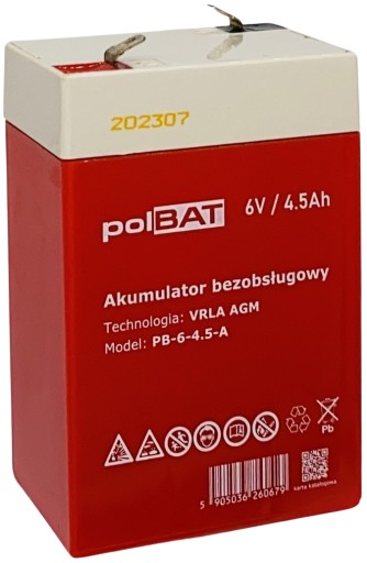 BEZÚDRŽBOVÁ BATÉRIA VRLA AGM 6V 4,5Ah (rozmer 4Ah) HMOTNOSŤ AUTOHRAČKA