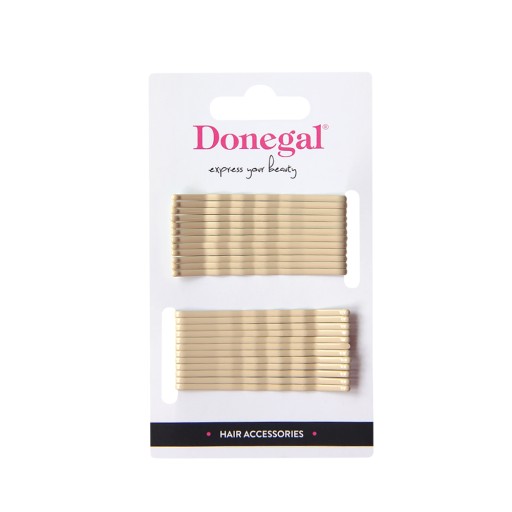 Donegal Béžové kovové sponky do vlasov, dĺžka 6 cm, 24 ks.