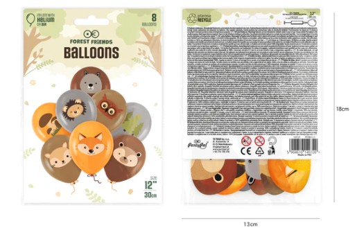 Balóniky k narodeninám Forest Animals 8 dielna sada párty balónov