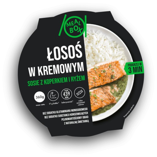 Jedlá Box Losos v smotanovej omáčke s kôprom a ryžou 360G