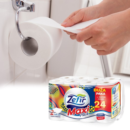 Toaletný papier ZEFIR Maxi SOFT VEĽKÉ EKONOMICKÉ BALENIE 24 VALCOV CELULÓZOVÉ