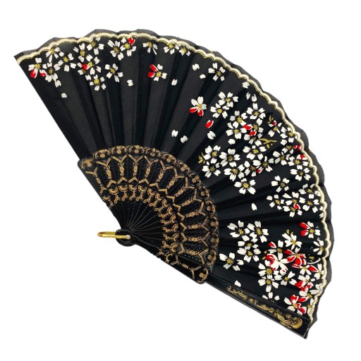 Ručný ventilátor Fabric BLACK gold 20s