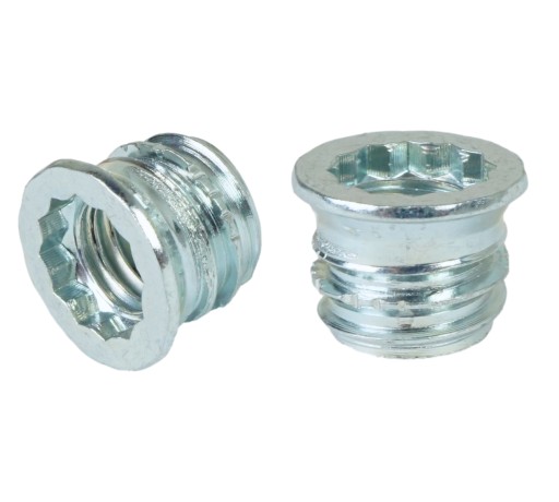 Zásuvka M8 x 10 mm, dvojzávitová, skrutkovacia, skrutka do dreva, zapustená