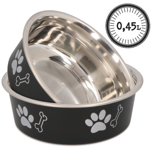 Protišmyková miska s potlačou, čierna, M (0,45 l)