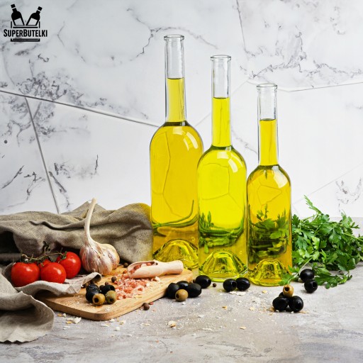 Sklenená fľaša na likér, olivový olej, víno, mesiačik, džúsy FENICE 500ml + CORK
