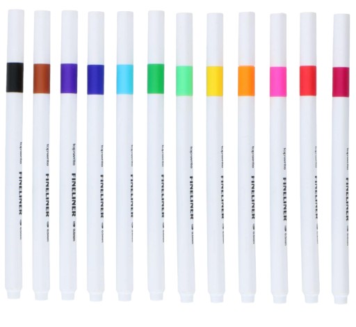 FINELINER RYSKY, ZNAČOVAČE, UMELECKÉ PERÁ, 12 ks.