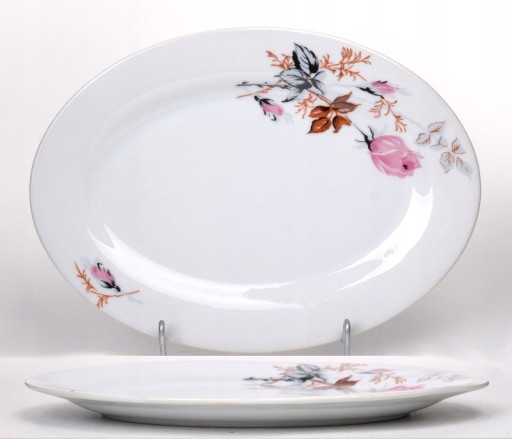 Porcelánový oválny tanier malý sleď syry údeniny Sucha Róża 22cm