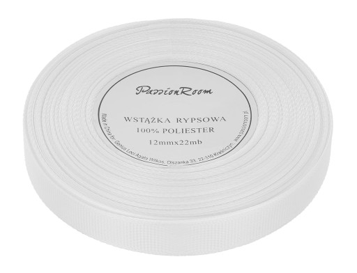 Grogrénová stuha na ozdobu, ozdobný hostie, krst, 12 mm biela
