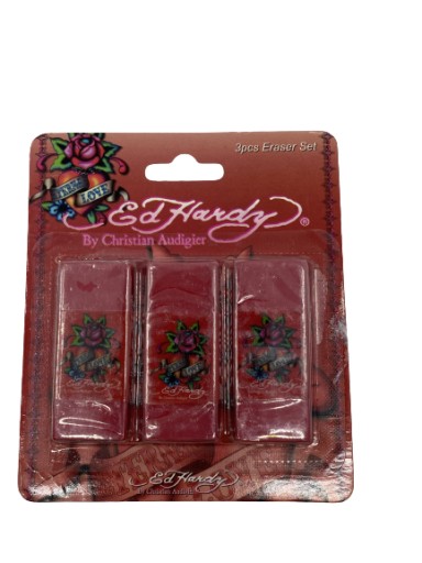 ED HARDY Designer ERASERS 3 KS