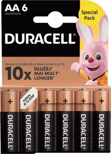 6x DURACELL ALKALICKÉ BATÉRIE AA LR6 MN1500 1,5V