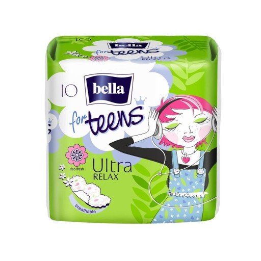 BELLA FOR TEENS Relax Hygienické vložky pre dospievajúce dievčatá, 10 ks