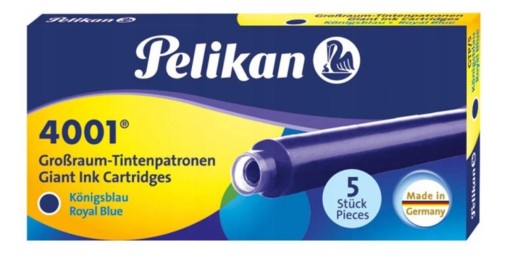 Dlhé atramentové kazety Pelikan, 5 ks, modré