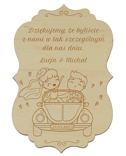 Poďakovanie pre svadobných hostí - Drevené
