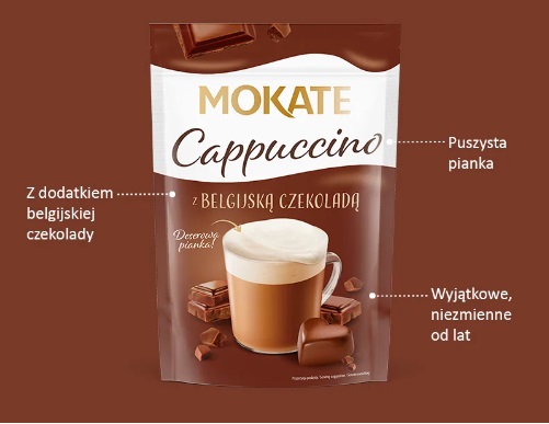 Káva Mokate Cappuccino Belgická čokoláda s príchuťou čokolády 110g