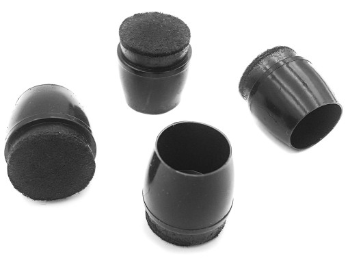 Čierne plstené nánožníky stoličiek, 16-18 mm