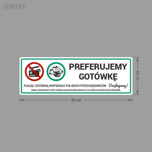 Preferujeme Hotovosť - nálepka 10x30
