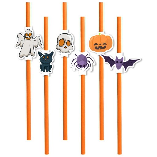 papierové slamky GHOST tekvica SKULL spider CAT x6