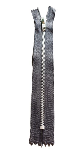 Jemný kovový nohavicový zips, 16 cm, ČIERNA