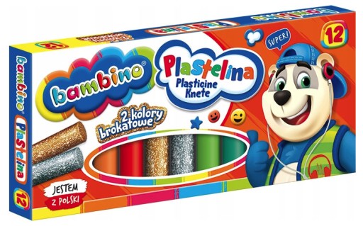 PLASTICINA 12 KS BAMBINO 10 FAREB + 2 GLITRE
