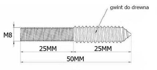 Obojstranný skrutkovací závit skrutka do dreva M8x50mm 10 ks