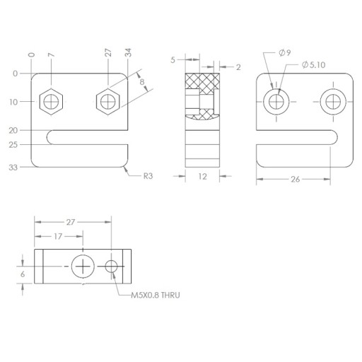 TRAPÉZOVÁ MATICA, BEZ ČISTEJ, PRE SKRUTKU ACME 8X2MM