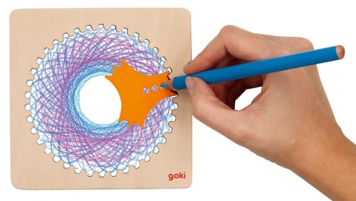 Drevená Goki šablóna na kreslenie spirografu 6 ks.