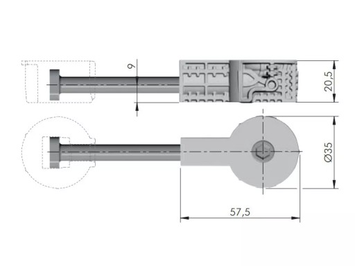QUICK konektor na pripojenie pracovnej dosky, skrutka 8x64mm 64mm Fi-35 Italiana sada