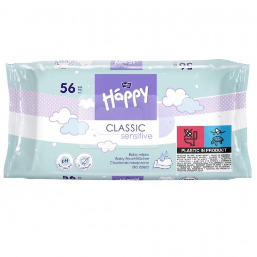 Bella Baby Happy Classic Sensitive vlhčené obrúsky 56 ks.