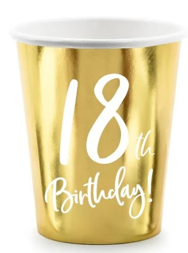 Poháre k 18. narodeninám, zlaté osemnáste narodeniny, 220 ml