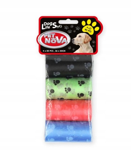 PET NOVA farebné vrecká na exkrementy, 4 rolky