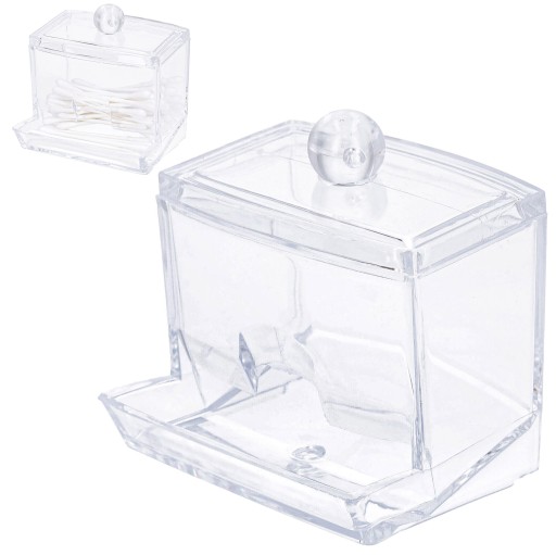 Kúpeľňový organizér, nádobka na štuple s krytom, 9x7x9 cm