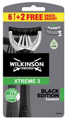 1x WILKINSON XTREME 3 ČIERNA ŽILETKA NA HOLENIE