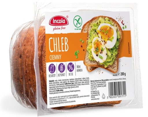 Incola Bezlepkový chlieb tmavý 200 g