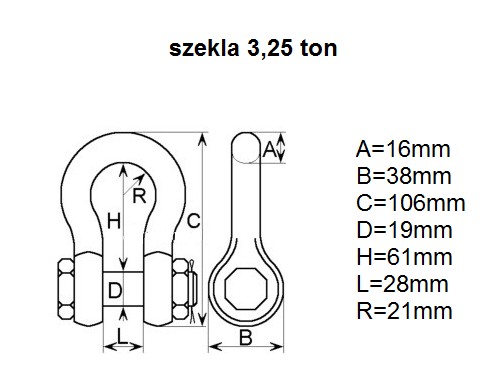 SHAKEL OMEGA WLL 3,25 TON S ZABEZPEČENÍM.