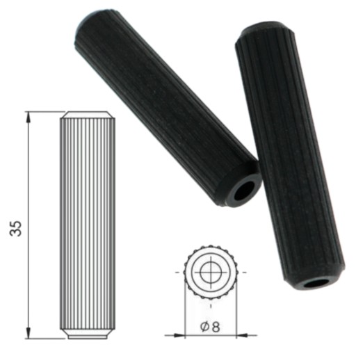 Plastové NÁBYTSKÉ ŠPIČKY, priemer 8 mm, PLAST ČIERNA, na montáž nábytku