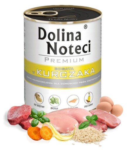 DOLINA NOTECI PREMIUM vlhké krmivo pre psov bohaté na kuracie mäso 800g konzerva