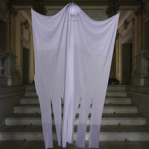 VEĽKÁ ZÁVISLÁ DUCHA HALLOWEENOVÁ DEKORÁCIA DUCHOVÁ OZDOBA BIELA 2