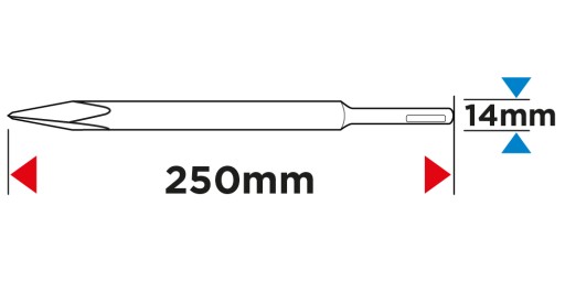 Špicaté sekáč s drážkou SDS Plus 14 x 250 mm