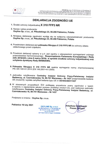 OXYLINE X310 FFP3 maska na tvár NR x 1 ks
