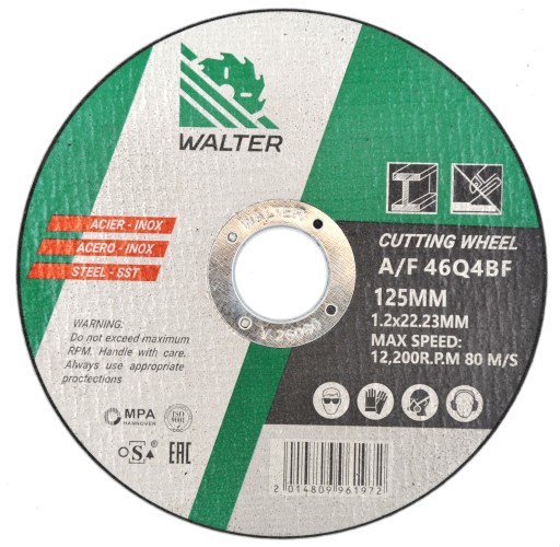 INOX kotúč rezný na kov 125x1,2mm WALTER 10 ks