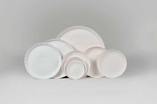 Taniere Jednorazové papierové dezertné taniere, biele, 18 cm, 100 kusov, EKO